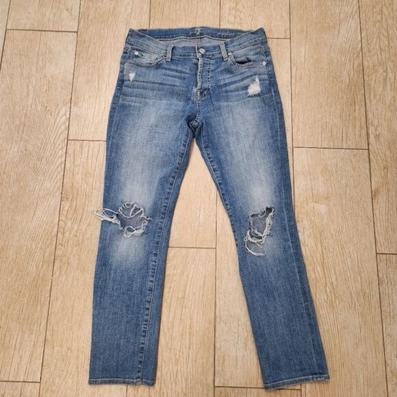 7 for all mankind Pants - 7 for all mankind josefina skinny boyfriend blue jeans size 27